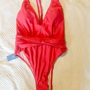 CUPSHE Dreamscapes Plunge Twisted Cheeky Monokini Swimsuit size L